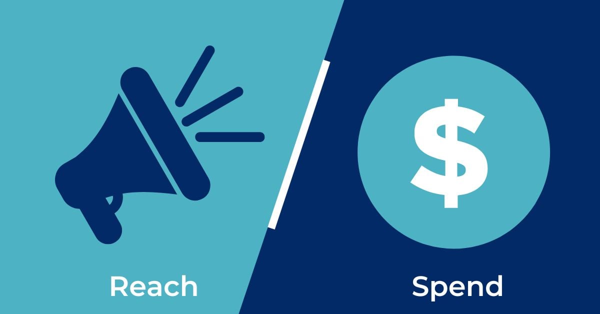 Blog graphic representation comparing reach and spend in advertising