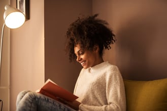 woman reading a book