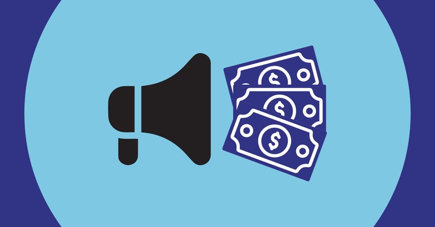 Megaphone with dollars symbolizing radio ROI