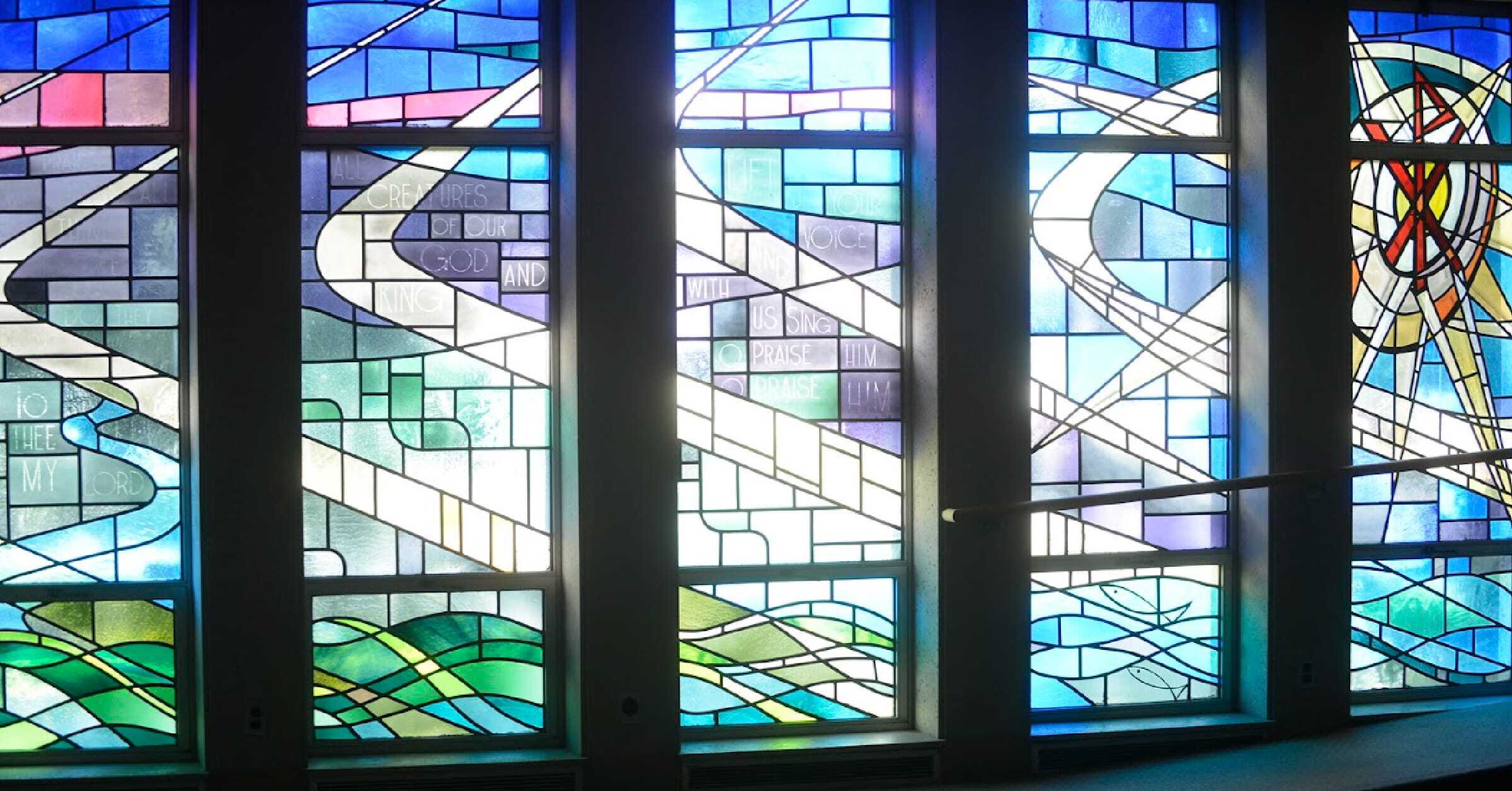 stained-glass-windows-with-sun-shining-through